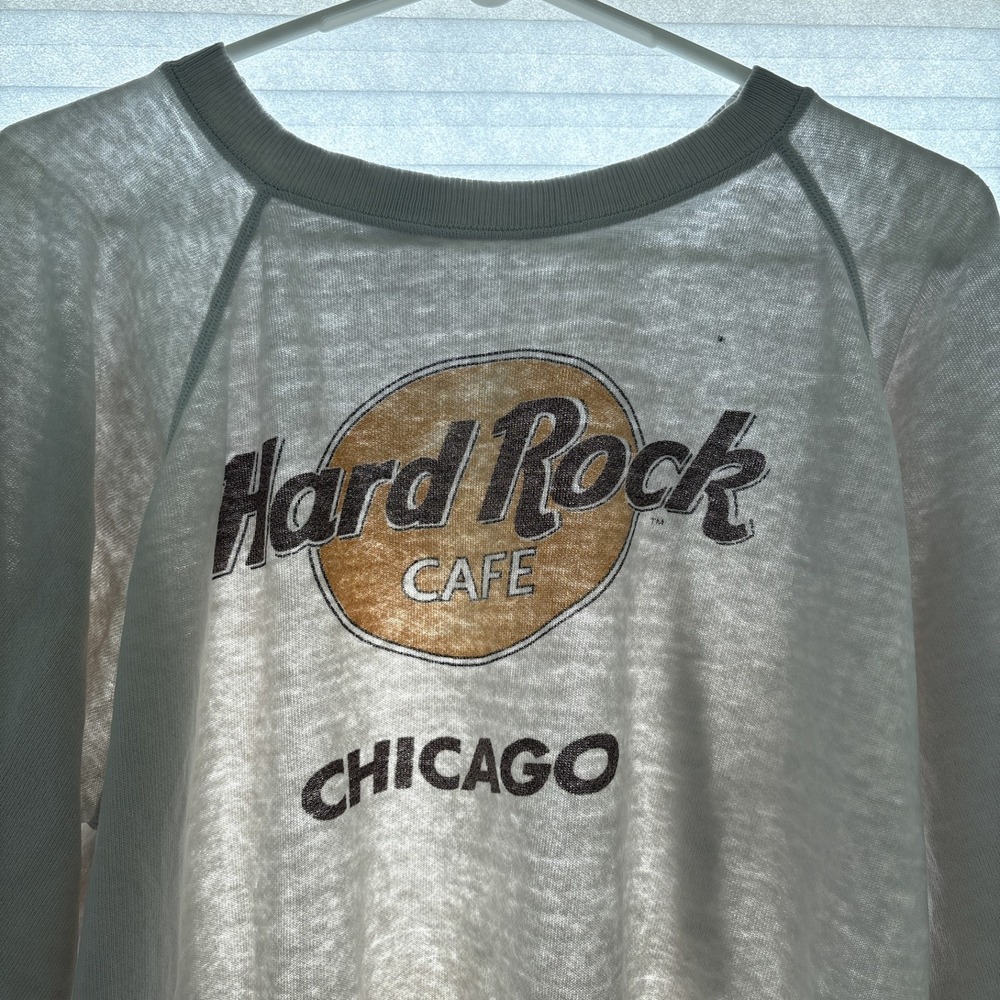 Vintage 80s Paper Thin Hard Rock Chicago XL Crewneck Shirt Distressed